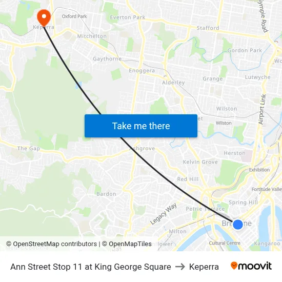 Ann Street Stop 11 at King George Square to Keperra map