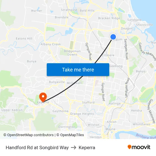 Handford Rd at Songbird Way to Keperra map