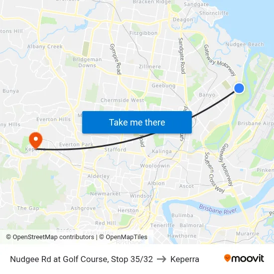 Nudgee Rd at Golf Course, Stop 35/32 to Keperra map