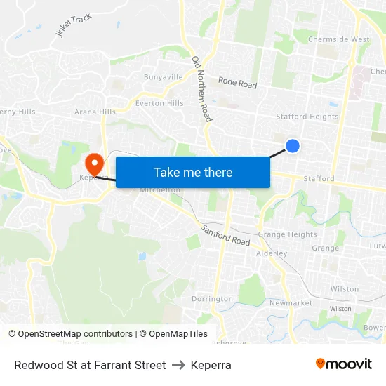 Redwood St at Farrant Street to Keperra map
