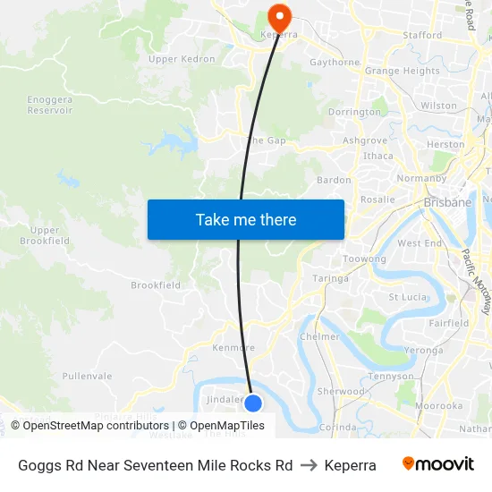 Goggs Rd Near Seventeen Mile Rocks Rd to Keperra map