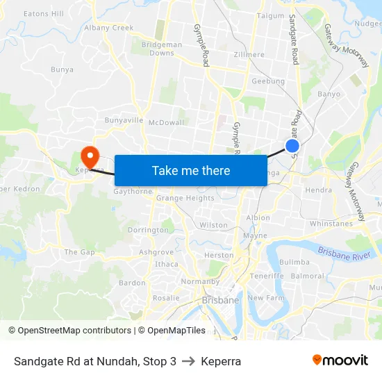 Sandgate Rd at Nundah, Stop 3 to Keperra map