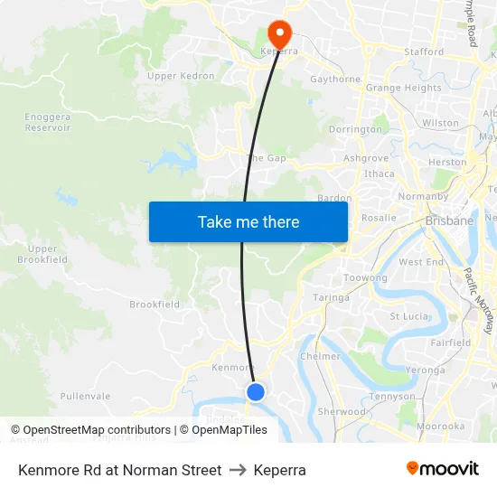 Kenmore Rd at Norman Street to Keperra map