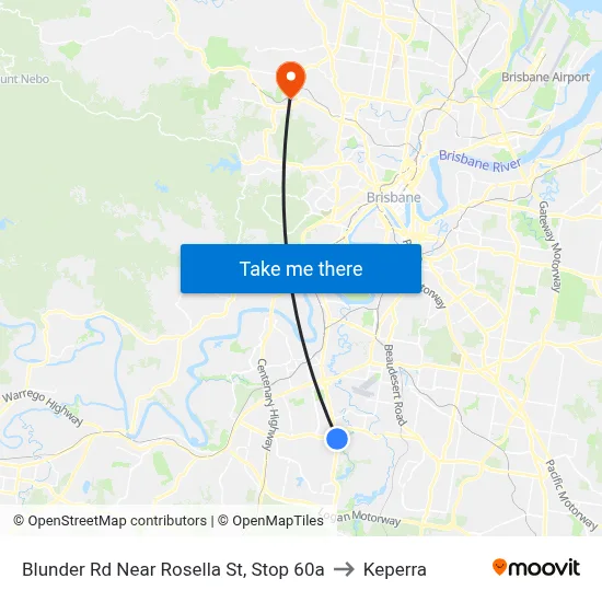 Blunder Rd Near Rosella St, Stop 60a to Keperra map