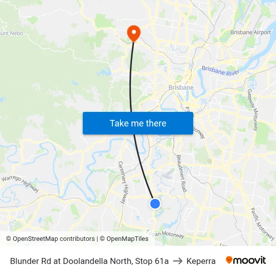 Blunder Rd at Doolandella North, Stop 61a to Keperra map