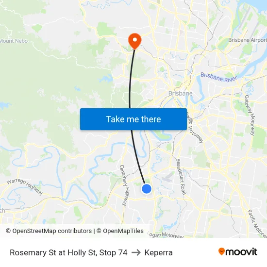 Rosemary St at Holly St, Stop 74 to Keperra map