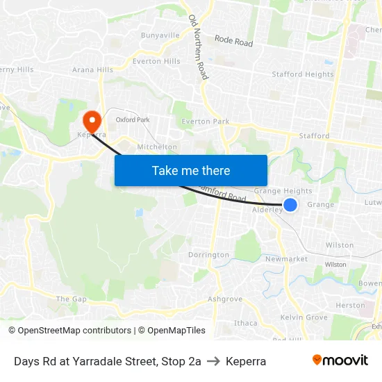 Days Rd at Yarradale Street, Stop 2a to Keperra map