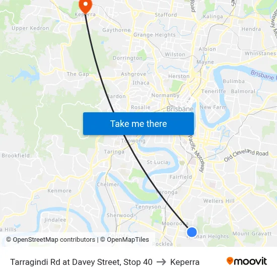 Tarragindi Rd at Davey Street, Stop 40 to Keperra map