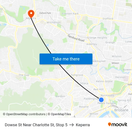 Dowse St Near Charlotte St, Stop 5 to Keperra map
