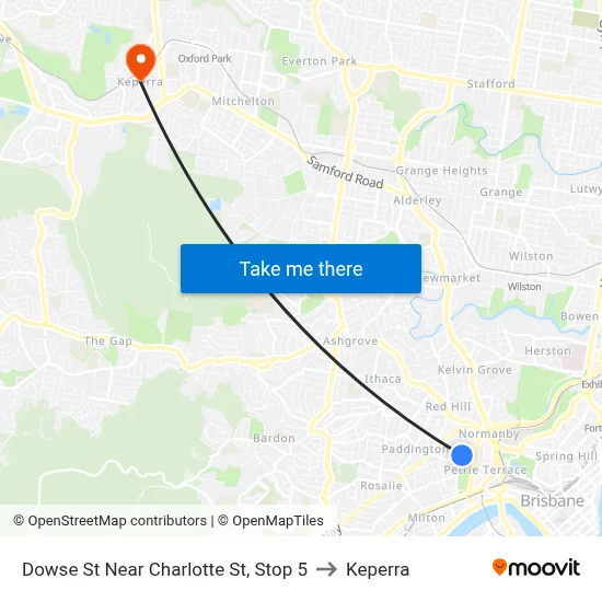 Dowse St Near Charlotte St, Stop 5 to Keperra map
