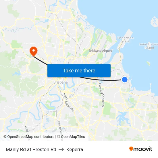 Manly Rd at Preston Rd to Keperra map