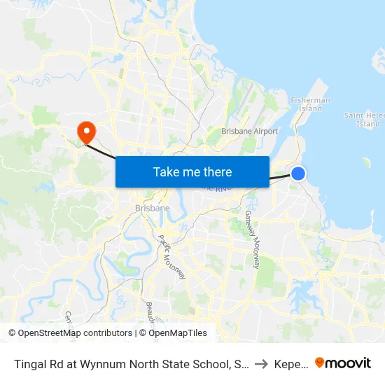 Tingal Rd at Wynnum North State School, Stop 10/5 to Keperra map