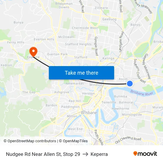 Nudgee Rd Near Allen St, Stop 29 to Keperra map