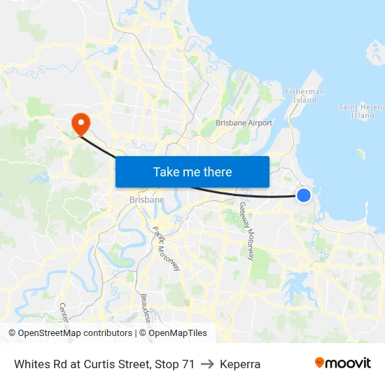 Whites Rd at Curtis Street, Stop 71 to Keperra map