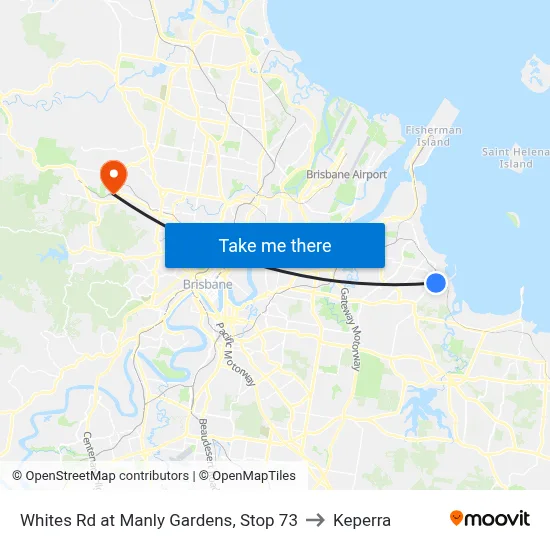 Whites Rd at Manly Gardens, Stop 73 to Keperra map