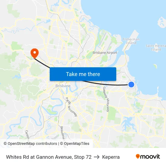Whites Rd at Gannon Avenue, Stop 72 to Keperra map