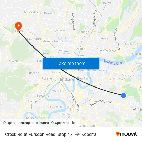 Creek Rd at Fursden Road, Stop 47 to Keperra map