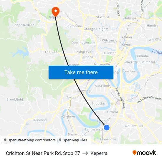 Crichton St Near Park Rd, Stop 27 to Keperra map