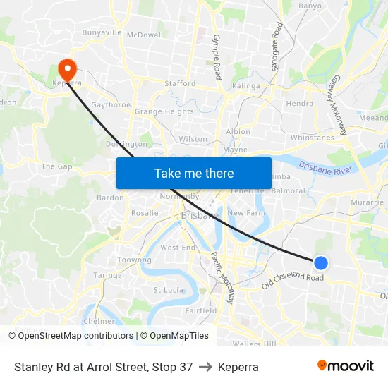 Stanley Rd at Arrol Street, Stop 37 to Keperra map