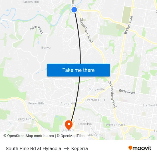 South Pine Rd at Hylacola to Keperra map