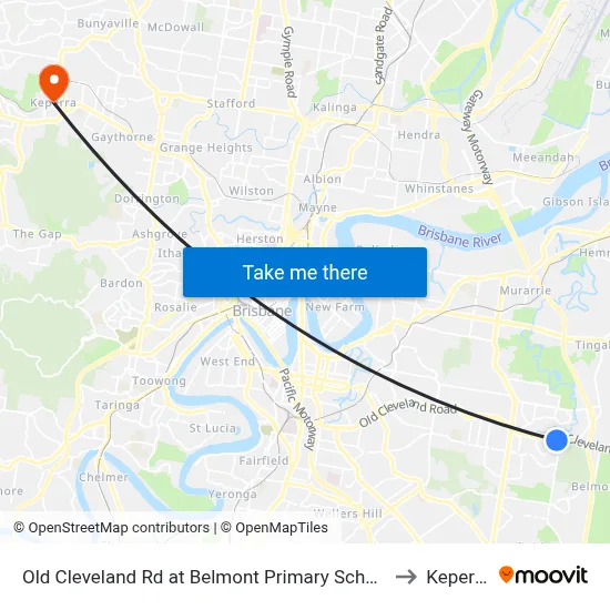 Old Cleveland Rd at Belmont Primary School to Keperra map