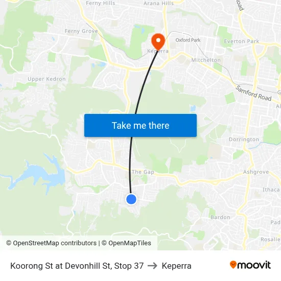 Koorong St at Devonhill St, Stop 37 to Keperra map