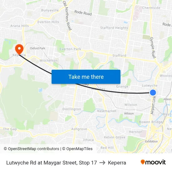 Lutwyche Rd at Maygar Street, Stop 17 to Keperra map