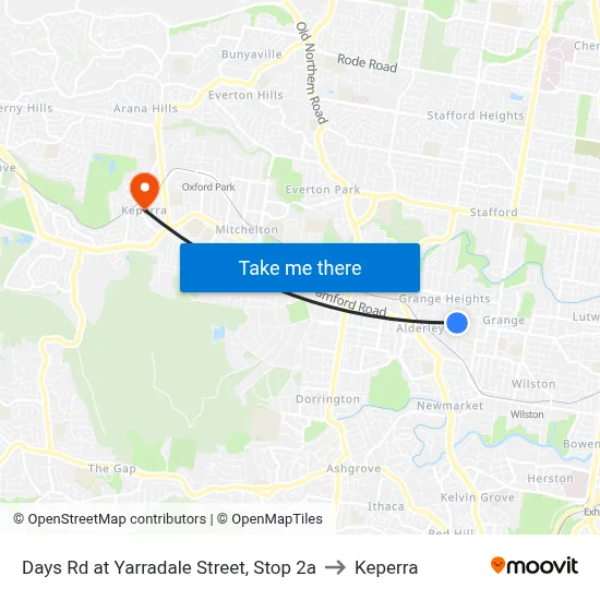 Days Rd at Yarradale Street, Stop 2a to Keperra map
