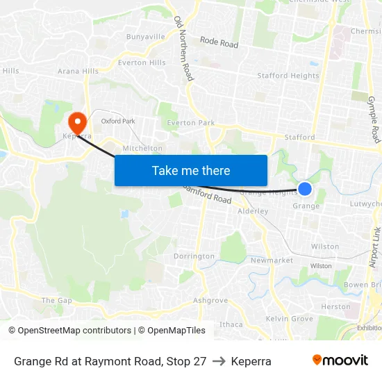 Grange Rd at Raymont Road, Stop 27 to Keperra map