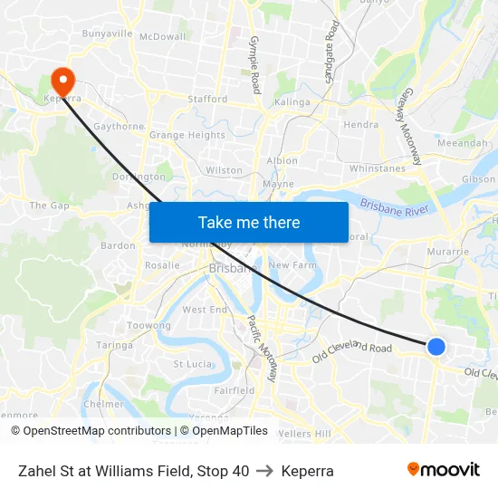 Zahel St at Williams Field, Stop 40 to Keperra map