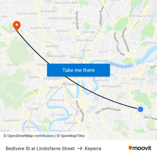 Bedivere St at Lindisfarne Street to Keperra map