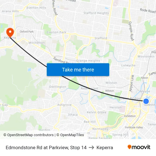 Edmondstone Rd at Parkview, Stop 14 to Keperra map