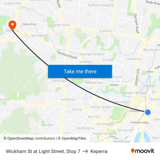 Wickham St at Light Street, Stop 7 to Keperra map