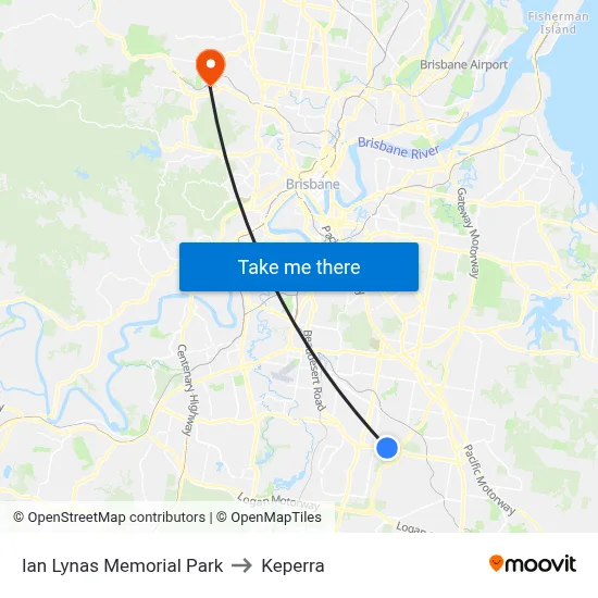 Ian Lynas Memorial Park to Keperra map