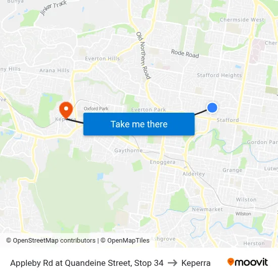 Appleby Rd at Quandeine Street, Stop 34 to Keperra map
