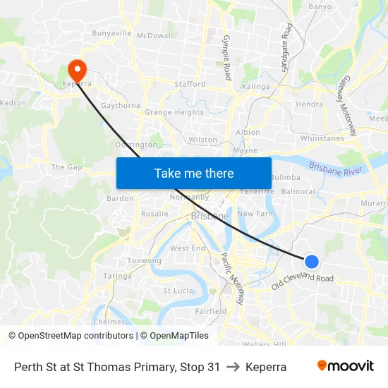 Perth St at St Thomas Primary, Stop 31 to Keperra map