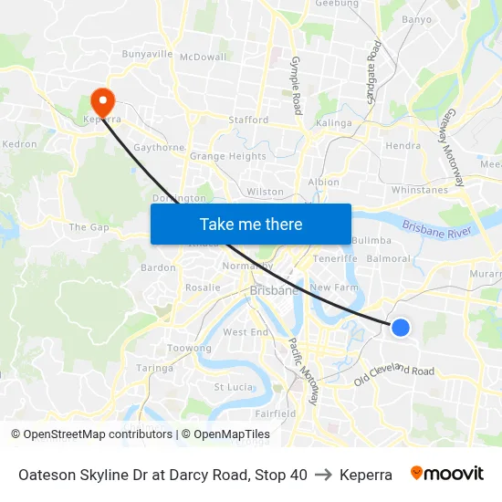 Oateson Skyline Dr at Darcy Road, Stop 40 to Keperra map