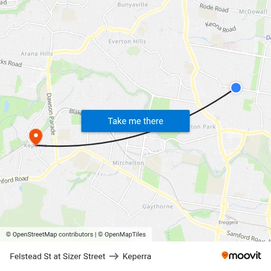 Felstead St at Sizer Street to Keperra map