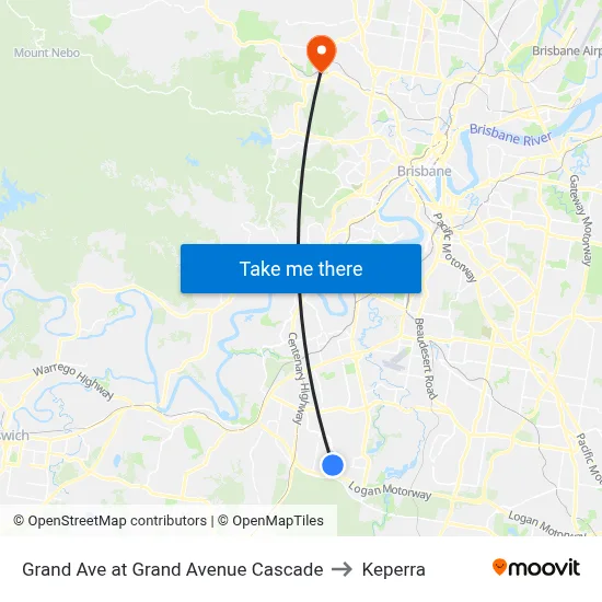 Grand Ave at Grand Avenue Cascade to Keperra map