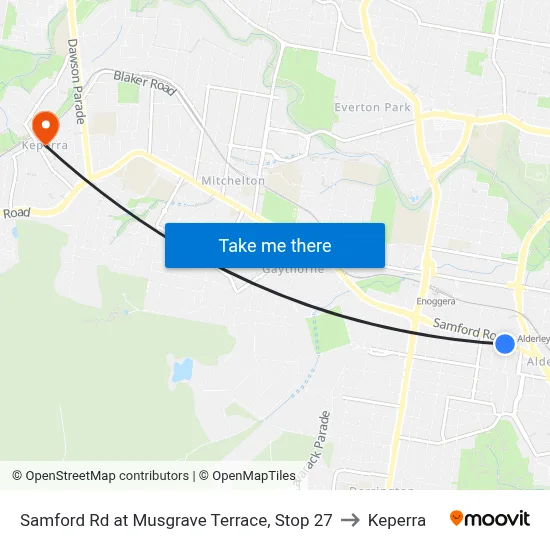 Samford Rd at Musgrave Terrace, Stop 27 to Keperra map