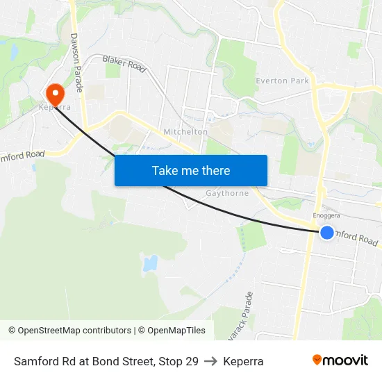 Samford Rd at Bond Street, Stop 29 to Keperra map