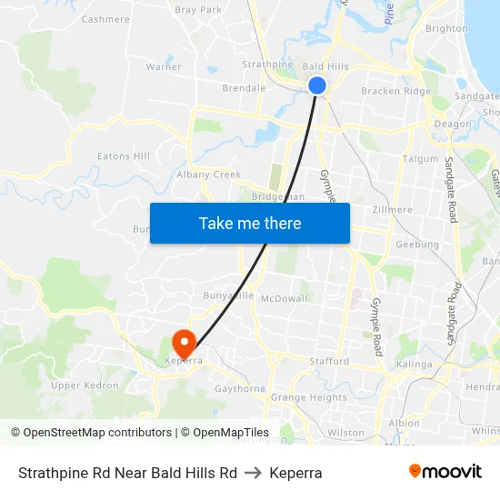 Strathpine Rd Near Bald Hills Rd to Keperra map