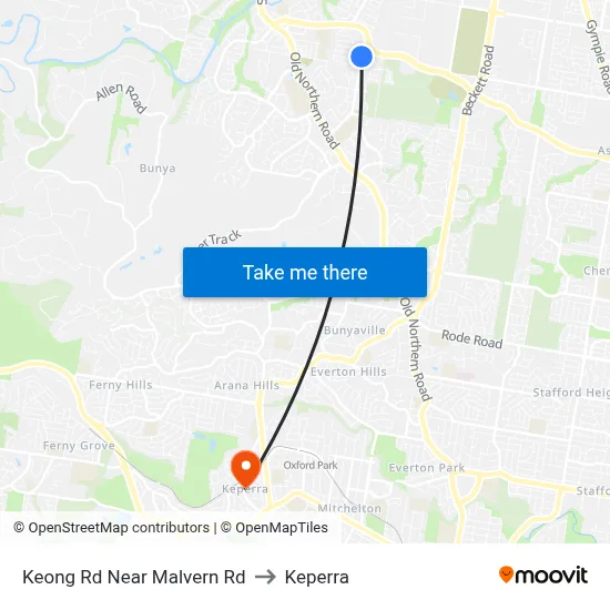 Keong Rd Near Malvern Rd to Keperra map