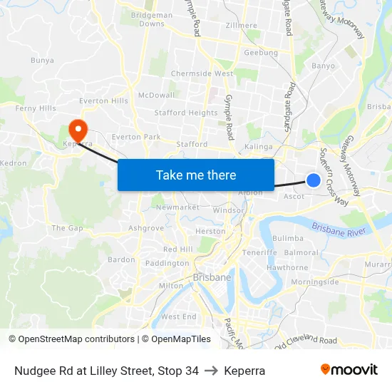 Nudgee Rd at Lilley Street, Stop 34 to Keperra map