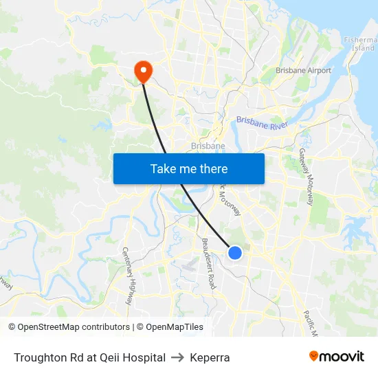Troughton Rd at Qeii Hospital to Keperra map