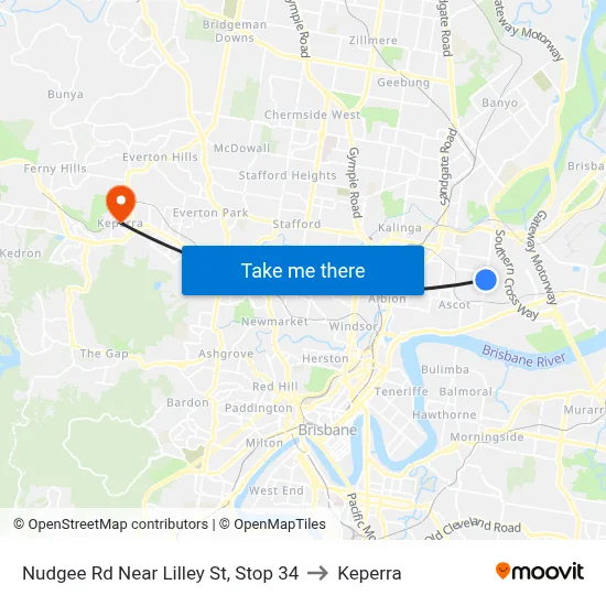 Nudgee Rd Near Lilley St, Stop 34 to Keperra map