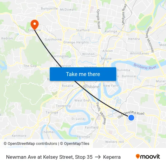 Newman Ave at Kelsey Street, Stop 35 to Keperra map