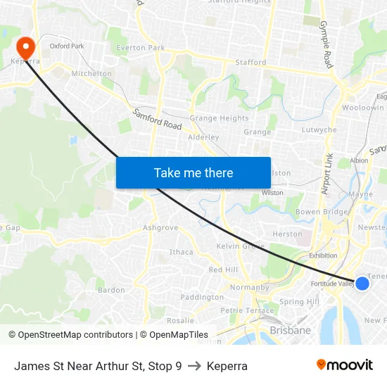 James St Near Arthur St, Stop 9 to Keperra map