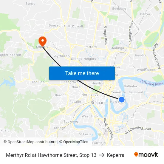 Merthyr Rd at Hawthorne Street, Stop 13 to Keperra map