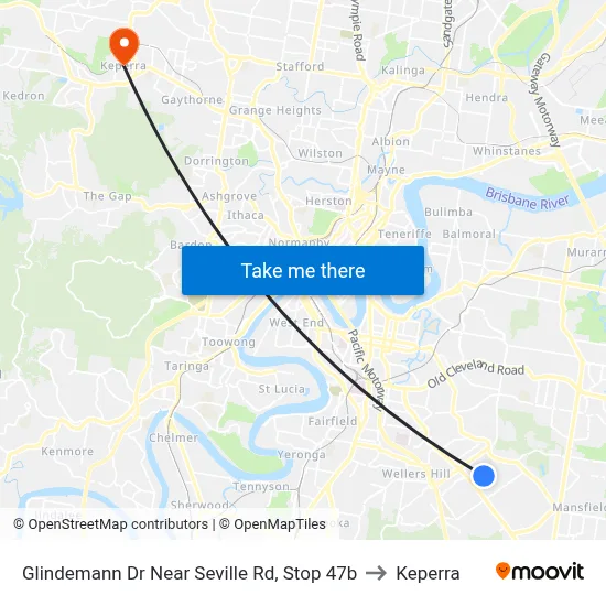 Glindemann Dr Near Seville Rd, Stop 47b to Keperra map